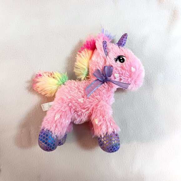 Homerbest plush unicorn 9" pink, sparkly, rainbow mane & tail - Picture 1 of 5